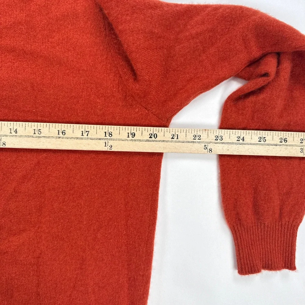 Forte Cashmere Mens Sweater Medium Orange Quarter Zip Pullover Mock Neck Soft
